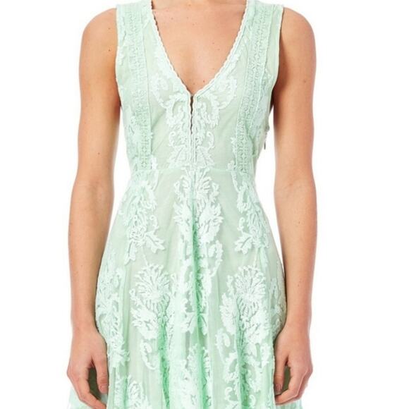 Free People Mint Reign Over Me Damask Brocade Size 6 Dress - Picture 6 of 6